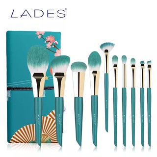 LADES ชุดแปรงแต่งหน้า เซต 10 ชิ้น/ LADES 10PCS Makeup Brushes Sets with pouch