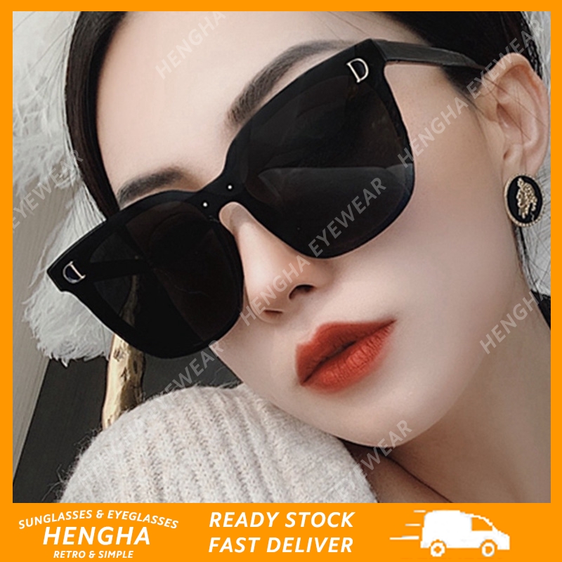 (HENGHA) CODแว่นกันแดดแฟชั่นเกาหลีสำหรับผู้หญิงสแควร์สไตล์ย้อนยุคสไตล์แมวตาแว่นกันแดดป้องกันรังสียูวี
