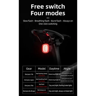 【TH Delivery】ROCKBROS ไฟท้ายจักรยานอัจฉริยะ IPX6 Type-C แบบชาร์จไฟได้ LED