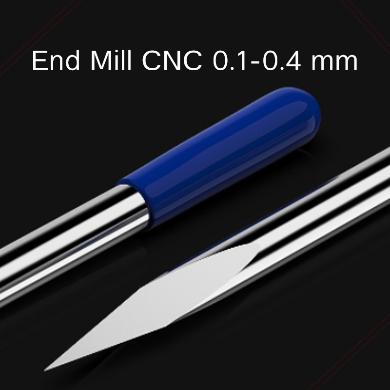 ดอกแกะสลัก 0.1-0.4mm End Mill CNC 3.175 มม.ก้าน 3 หน้า สำหรับอะคริลิค/ PVC/ ไม้/ แผ่นโรมาร์ค / หยก / อลูมิเนียม / ทองแดง