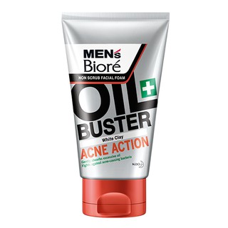 Mens Biore Oil Buster Acne Action เมนส์ บิโอเร ออย บัสเตอร์ แอคเน่ แอคชั่น โฟมล้าหน้าไวท์เคลย์ 100 กรัม