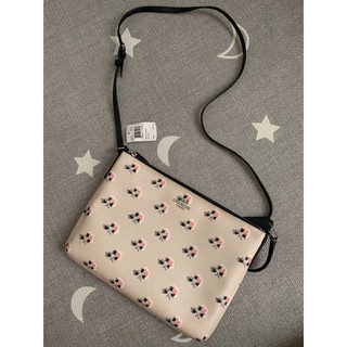 (ผ่อน0%)กระเป๋าสะพายข้าง COACH AMERICANA CROSSBODY IN PRINTED COATED CANVAS F35453 BRAMBLE ROSE สีชมพู ลายกุหลาบ งานshop