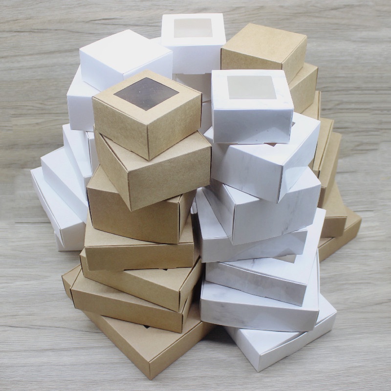 กล่องกระดาษคราฟท์ สไตล์วินเทจ ขนาด 18x12x4 ซม. 15x15x3.5 ซม. สีขาว สําหรับใส่ของขวัญ เครื่องบิน 5 ชิ้น ต่อล็อต