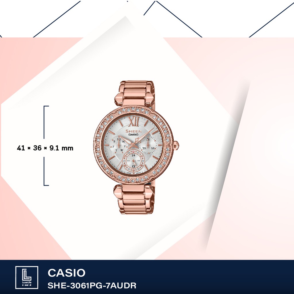 นาฬิกาข้อมือ casio sheen รุ่น SHE-3061PG-7AUDR
