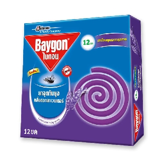 🔥สินค้าขายดี!! ไบกอน ยาจุดกันยุง กลิ่นลาเวนเดอร์ x 6 กล่อง Baygon Mosquito Coil Lavender x 12 Coils