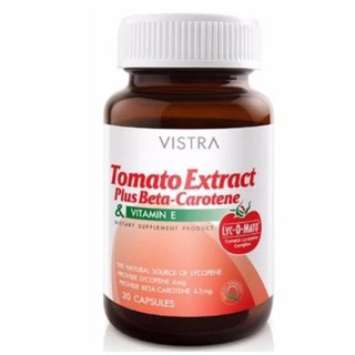 Vistra Tomato Extract Plus Beta-Carotene &amp; Vitamin E วิสทร้า 30 แคปซูล