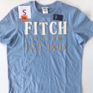 Abercrombie&amp;fitch เสื้อยืดคอกลม สีฟ้าอ่อน 1892