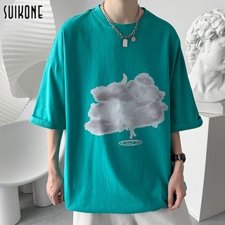 Suikone [COD]เสื้อยืดแขนสั้นพิมพ์ลายเกาหลีสำหรับผู้ชาย