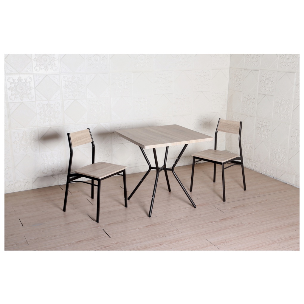 Delicato ชุดโต๊ะอาหาร 2 ที่นั่ง รุ่น B01061A โต๊ะ:75X75ซม. เก้าอี้:42X42X81ซม. สีน้ำตาลอ่อน