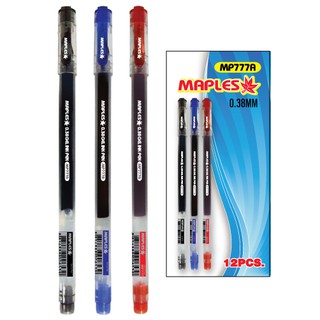 (แพ็ค 6 แท่ง) Maples 777A Gel ink Pen ปากกาเจลหัวเพชร ขนาดเส้น 0.38 mm  ปากกา ปากกาเจล school ปากกาเขียนดี