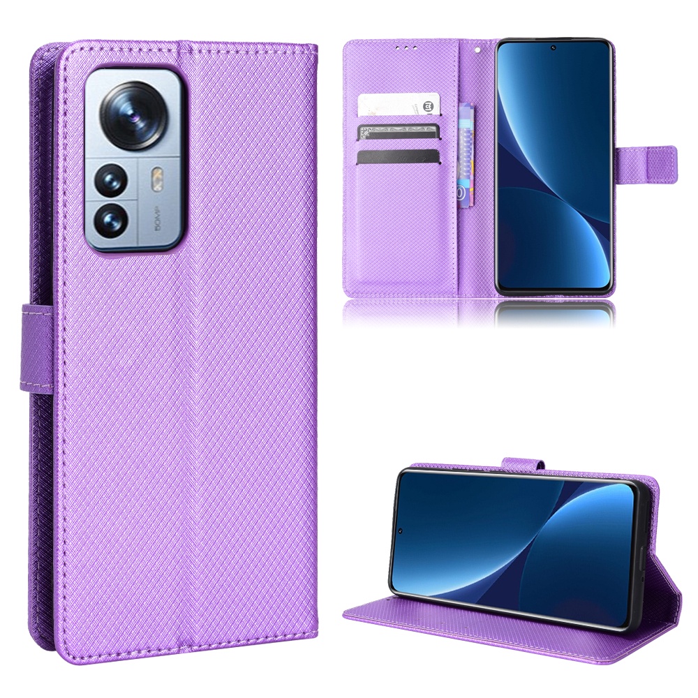 Xiaomi 12 Pro Case Flip Diamond PU Leather Wallet Card Slot Phone Cover Xiaomi 12 Pro 12X 12Lite Xia