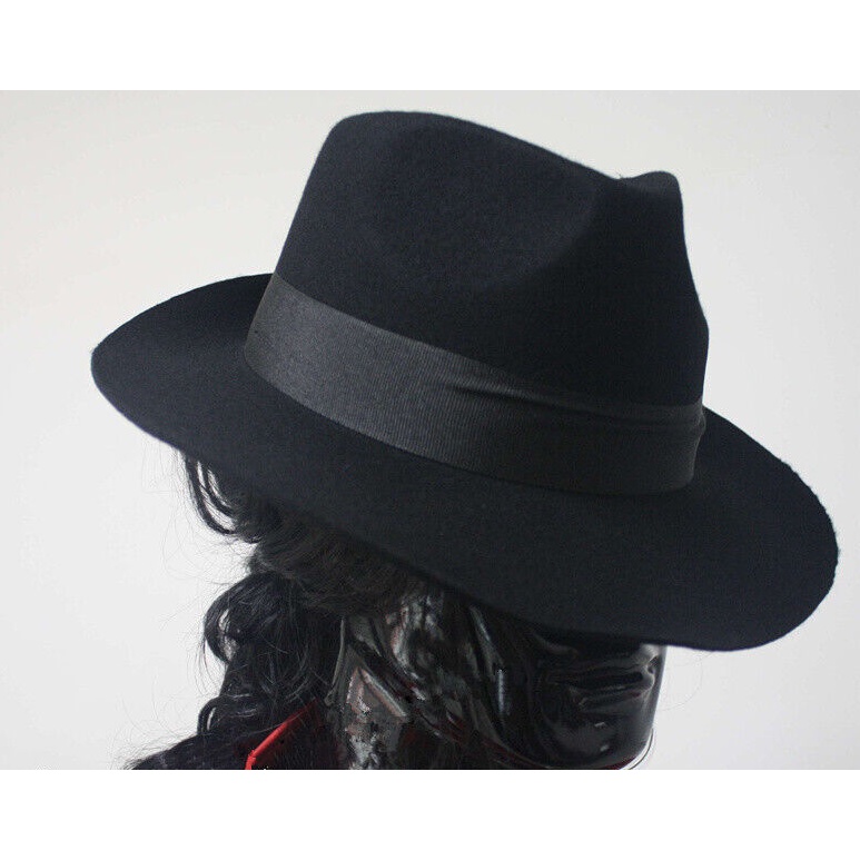 MJ Jackson Black Classic Hat Collection ผู้ชายสุภาพบุรุษหมวกสีดําเครื่องแต่งกายอุปกรณ์เสริมเทศกาลคอสเพลย์