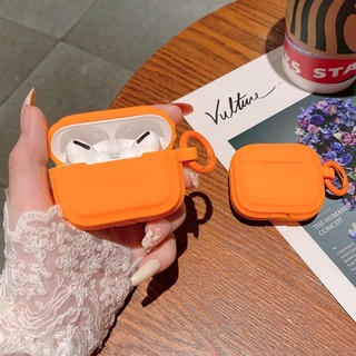 เคสหูฟังบลูทูธไร้สาย ซิลิโคนนิ่ม เรียบง่าย พร้อมพวงกุญแจ สําหรับ airpods 3 2021 Pro 2 1