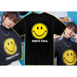 เสื้อยืดผ้าฝ้าย พรุ่งนี้ X Together Beomgyu Ebbets Field Smiley T-Shirt - TXT Blue Hour Merch Shirt