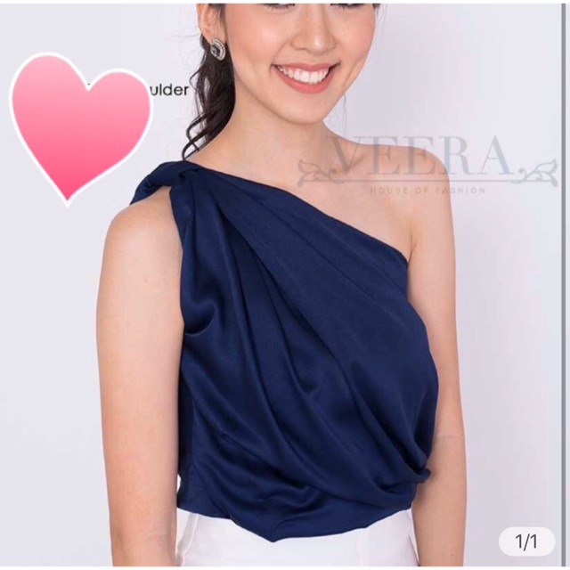Veera HOF Slik Satin เสื้อครอป ไหล่เดี่ยว ใส่ออกงาน size S