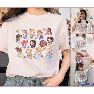 👒POOHPAND👒 เสื้อยืดOversize แฟชั่น สไตล์เกาหลี T-Shirt แขนสั้น พิมพ์ลายดิจิตอล สีสันสดใส รวมเจ้าหญิงดิสนีย์  #5001