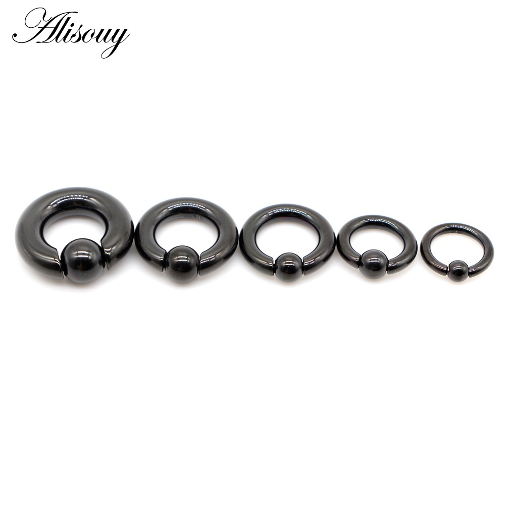 Alisouy 1 PC สแตนเลสขนาดใหญ่ Captive Hoop BCR คิ้ว Tragus ปิดหัวนมบาร์แหวนจมูกหูเจาะเครื่องประดับ - รูปที่ 3