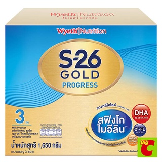 S-26 เอส-26 โกลด์ โปรเกรส สูตร 3 ผลิตภัณฑ์นมผง รสจืด 1650 ก.S-26 S-26 Gold Progress Formula 3 Plain Flavored Milk Powder