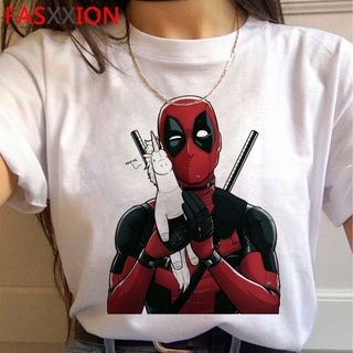 T-shirt  เสื้อยืด พิมพ์ลายกราฟิกการ์ตูนอนิเมะ Deadpool Kawaii 90S สไตล์สตรีท น่ารักS-5XL