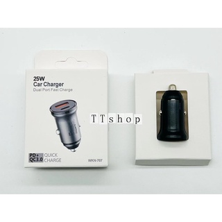 Car Charger Dual Port Fast Charge 38 W หัวชาร์จรถ 2 ช่อง / Type-C PD 20W + USB QC 18W รุ่นWKN-707/สีดำ