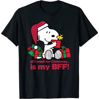 TT-Peanuts Snoopy Gifts BFF Christmas T-Shirt 100% Cotton Men Women T-shirt