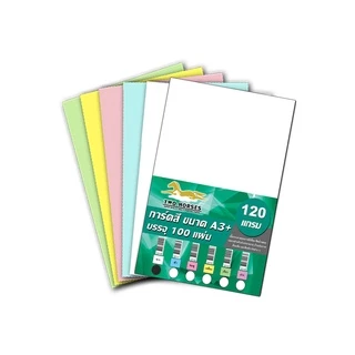 กระดาษการ์ด กระดาษการ์ดสี ขนาด A3+ หนา 120,150,180 แกรม ( 30.5 x 48.2 cm.) พื้นผิวเรียบ บรรจุ 100 แผ่น