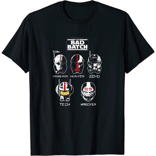 เสื้อยืดผ้าฝ้ายพรีเมี่ยม เสื้อยืด พิมพ์ลาย Star Wars Bad Batch Helmets สําหรับผู้ใหญ่