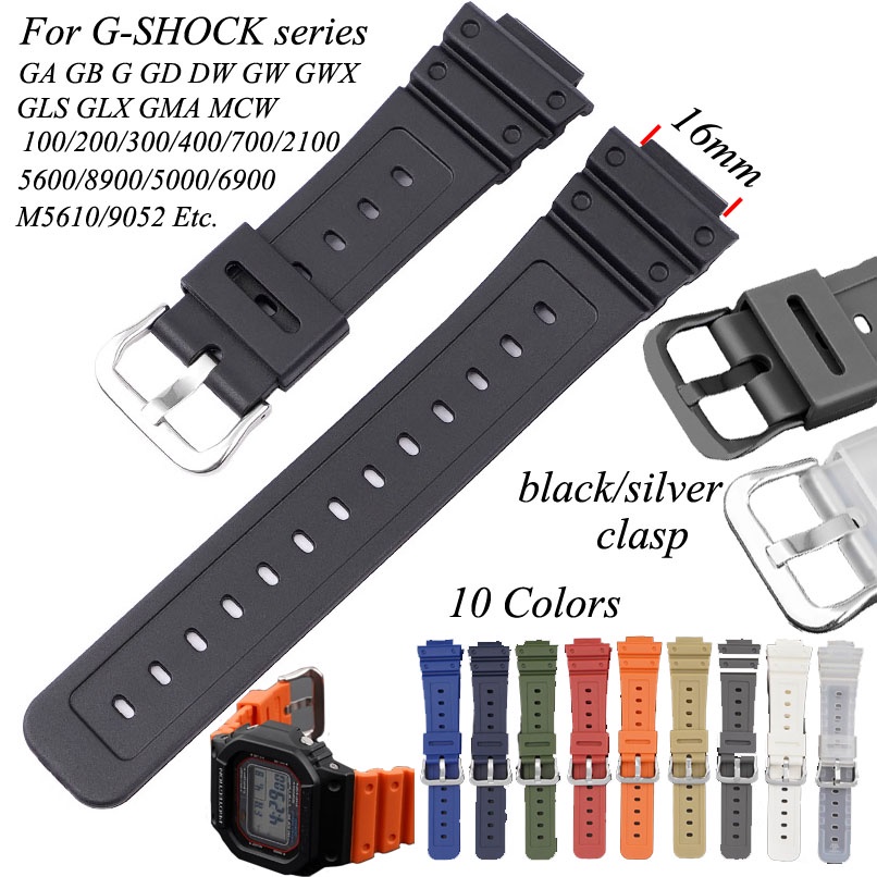 สายนาฬิกาข้อมือซิลิโคน TPU สําหรับ Casio G-Shock DW-6900 5600E GW-M5610 GA-2100 110 GD110 GLS8900 16 มม.