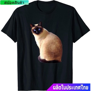 feytui ใหม่ แมว น่าสนใจ น่ารัก  Siamese Cat Funny Animal Cute Kitty Gifts T-Shirt คอกลม แฟชั่น  ผ้าฝ้ายแท้ เสื้อยืด ผ้าฝ