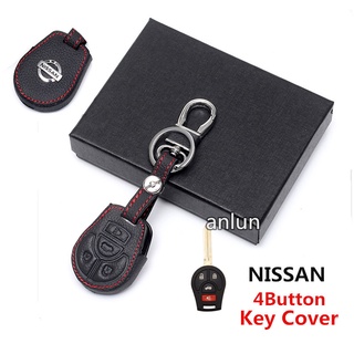 【Ready stock】เคสกุญแจรีโมทรถยนต์หนัง 4 ปุ่มสําหรับ For Nissan navara almera march