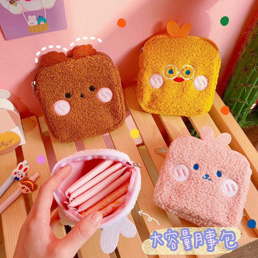Bentoy Milkjoy ถุงผ้า สำหรับใส่ผ้าอนามัย ลายหมี กระต่าย ส้ม ดอกไม้น่ารัก สไตล์เกาหลี สำหรับสตรี