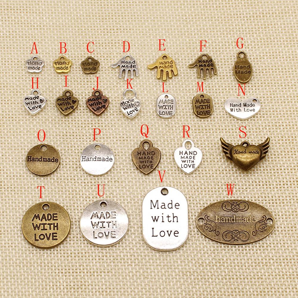 20 ชิ้น Silver Charm หรือจี้เครื่องประดับ Hand Made ด้วย Love Peach Heart แท็กปาล์ม HJ147