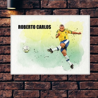 โปสเตอร์ ผ้าแคนวาส ROBERTO CARLOS Brazil โรแบร์โต้ คาร์ลอส ทีมชาติบราซิล ภาพวาด ศิลปะ นักบอล นักฟุตบอล