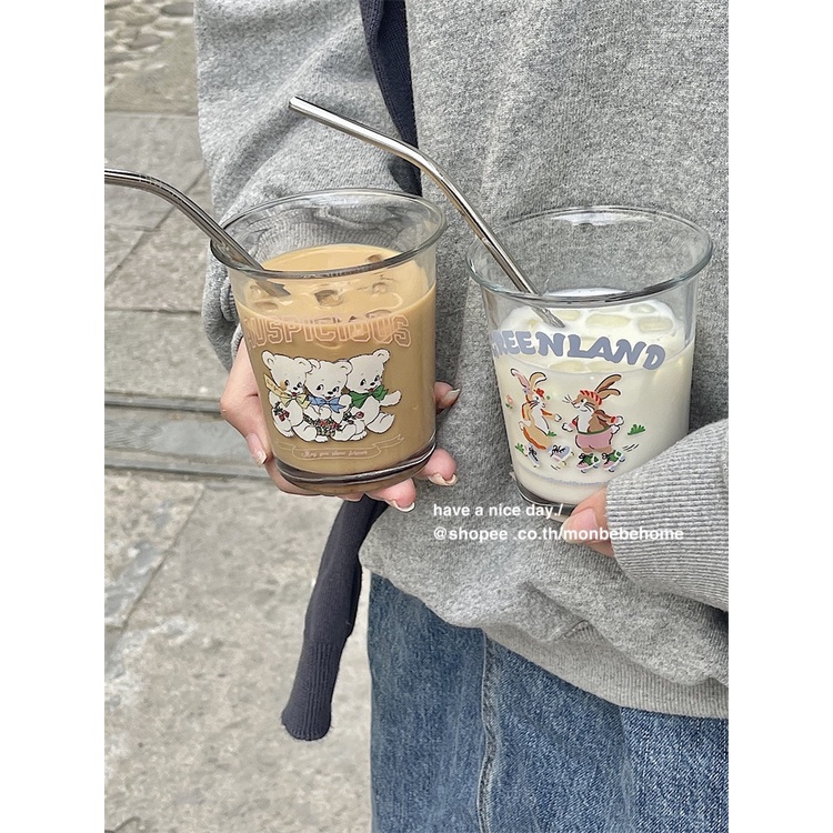 แก้วน้ำ แก้วกาแฟ ins มี2ลายให้เลือก พร้อมส่ง！！！