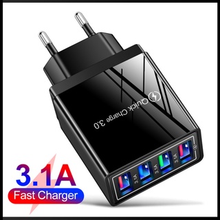 Zevaret หัวชาร์จโทรศัพท์มือถือ 12w 4 Usb 3a หัวชาร์จ Us Eu Uk Plug สีดํา