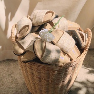 รองเท้าแตะ แตะเชือกสานงานแฮนด์เมดที่ขายดี้ดี Jute sack sandals handmade