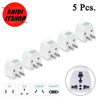 (5 ชิ้น) ปลั๊กแปลงขา ต่างประเทศเป็น แบบ 2 ขาแบน หััวแปลงปลั๊กไฟ Universal Plug Travel Adapter A1