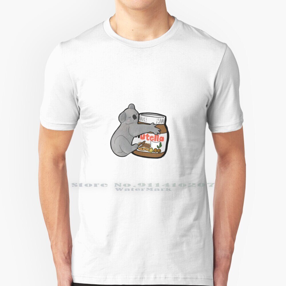 Koala พร้อม Nutella Jar T เสื้อ 100% ผ้าฝ้ายแท้ Koala ตลก Koala Koala พร้อมช็อกโกแลต Nutella Koala พ