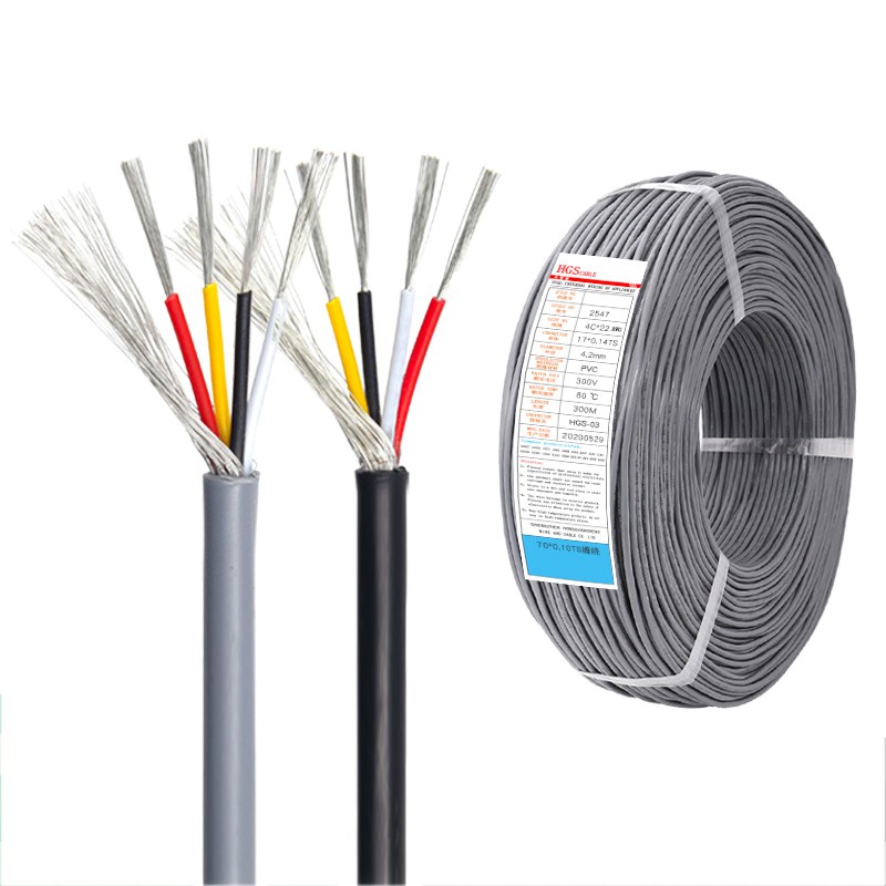 RETAIL UL2547 2/3/4 Multicore Shielded Wire Cable สัญญาณเสียงลวด 22/24/26/28AWG ทองแดงดีบุก PVC สีดําสีเทา
