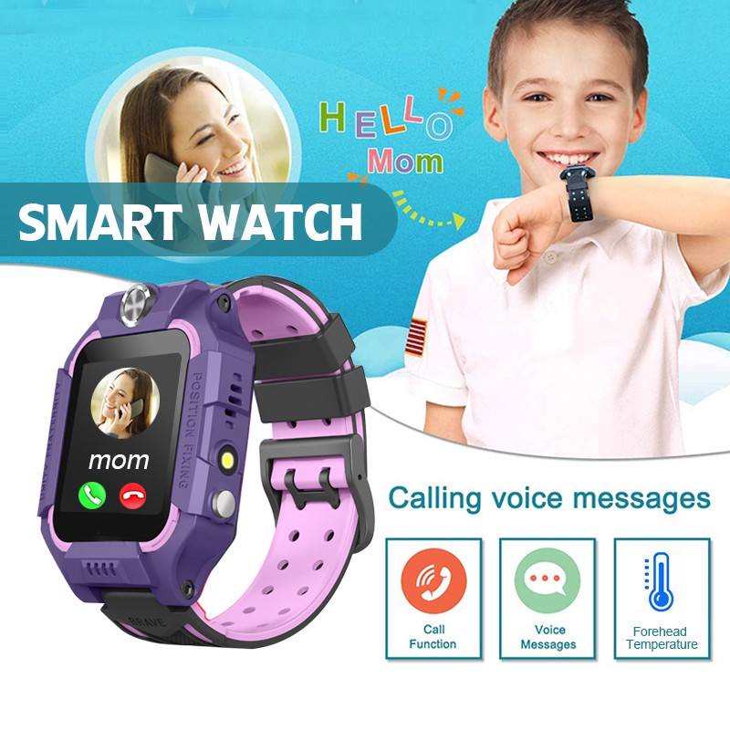 สีม่วง-Rbb temperature watch cool kids นาฬิกาข้อมือเด็กวัดไข้ รุ่น q19f โทรศัพท์สื่อสาร วัดไข้  มีกล้องถ่ายภาพ หน้าจอทัช