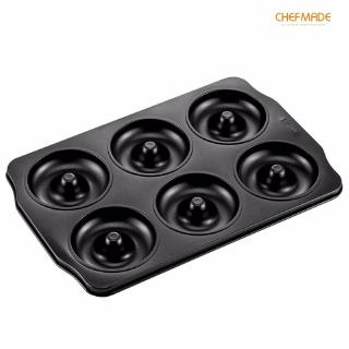 CHEFMADE 6 Cup Large Donut Cookies Mould Muffin Cup Home DIY Cake Tool Bakeware Mould Black WK9038