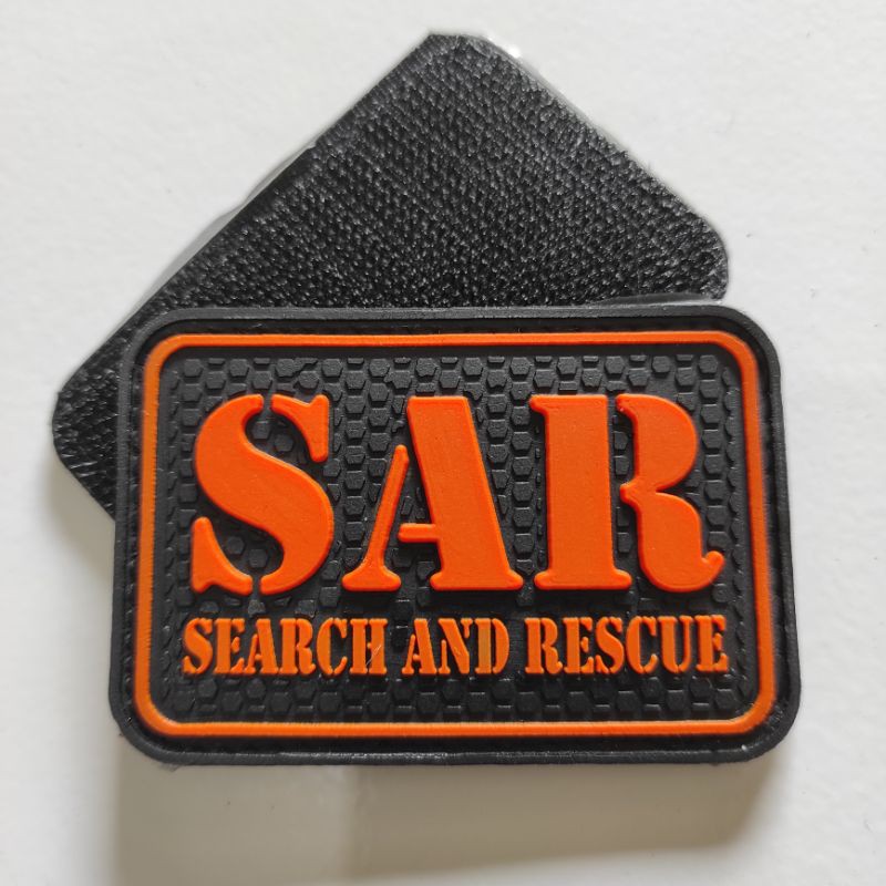 ยางแพทช์พร้อมส้ม SAR WRITING (SEARCH และ RESCUE)/BPBD/BNPBD/TIMSAR/RUBBER EMBLEM PATCH