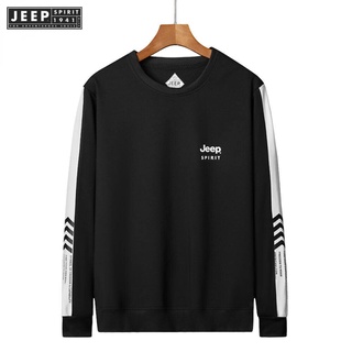 JEEP SPIRIT 1941 ESTD เสื้อกันหนาว คอกลม แขนยาว แบบสวมหัว สไตล์บอททอม สําหรับผู้ชาย