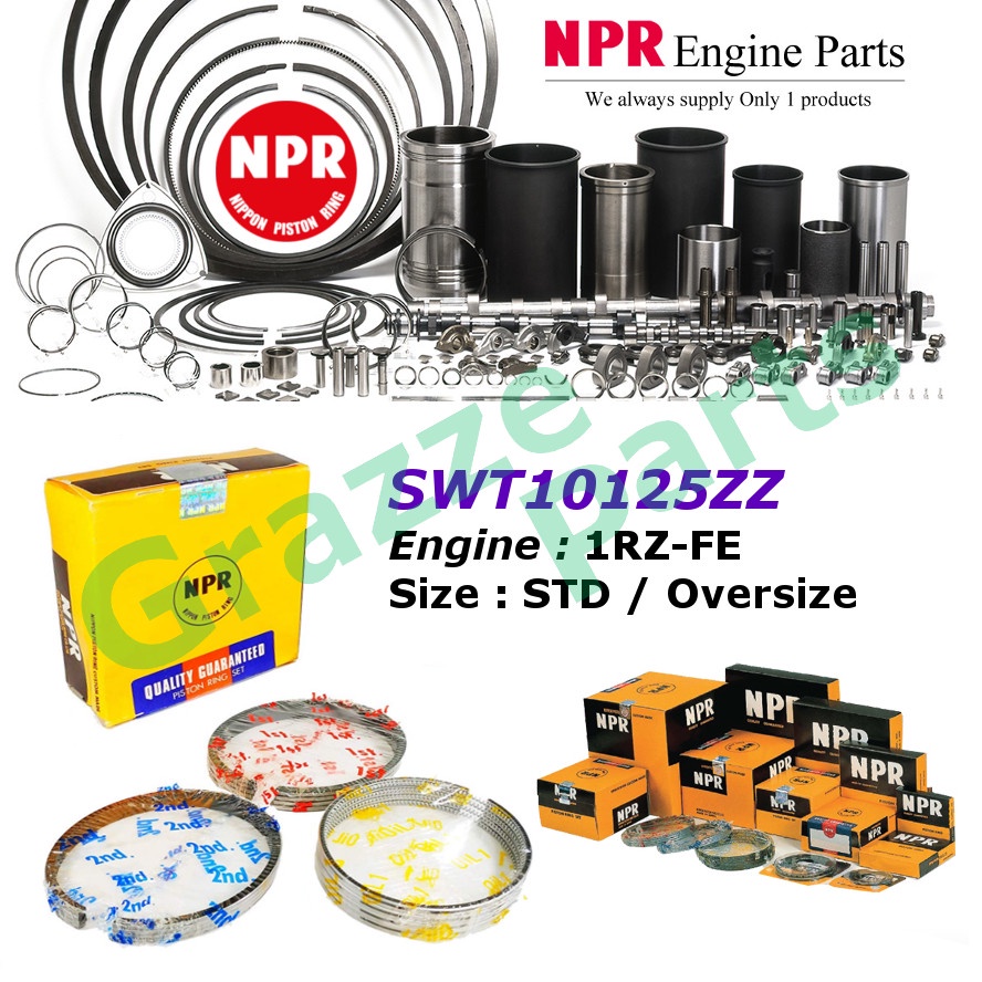 NPR ชุดแหวนลูกสูบ SWT10125ZZ สําหรับ Toyota Hiace Van RZH112 2.0 1RZ 1RZ-FE (86.0 มม.)