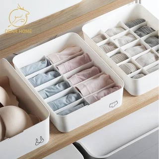 DearHome กล่องเก็บชุดชั้นใน กล่องเก็บถุงเท้า กล่องจัดระเบียบอเนกประสงค์ กันฝุ่นและกันความชื้น