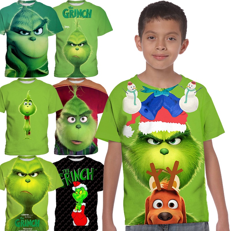 (ในสต็อก) The Grinch เสื้อยืดเด็ก Sports Quick Dry Summer Shirt สําหรับเด็กชายและเด็กหญิง
