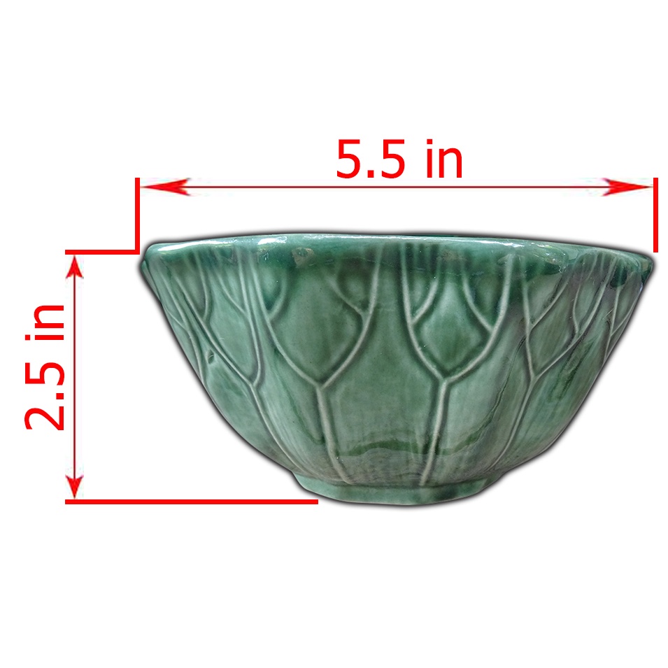 ถ้วย 5.5" ใบบัว เซรามิค ใส่อาหาร ข้าว แกง ต้มจืด โอทอปลำปาง otoplampang