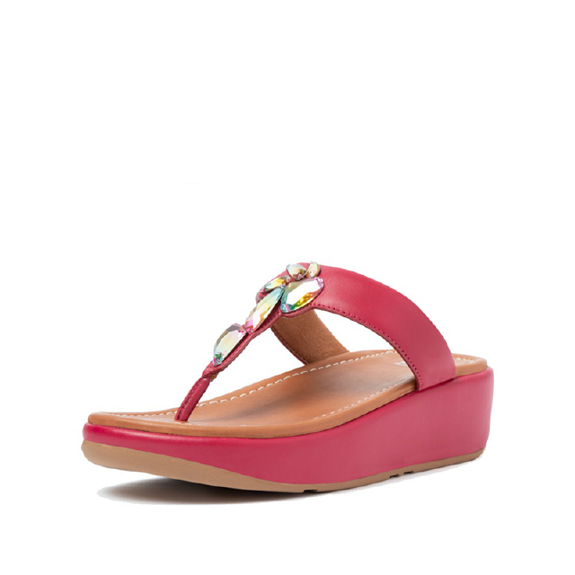 FITFLOP รองเท้าลำลองผู้หญิง FINO SLEEK OMBRE STONE รุ่น DB7-850 สี RED รองเท้าผู้หญิง