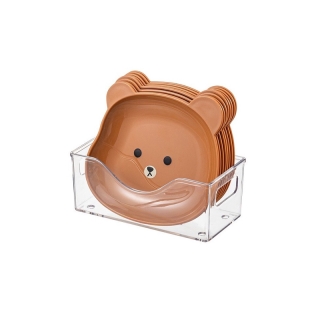 [ใช้โค้ดPSK0919เหลือ66บาท] SETจานน้องหมีน้ำตาล 8 ชิ้น พร้อมที่เก็บ สุดน่ารัก จานอาหาร เซ็ตสุดคุ้มจานใส่ขนม (ขนาด 15 cm)