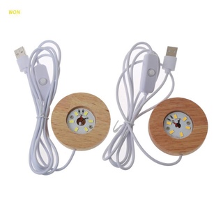 Won ฐานไม้เรซิ่น Led ทรงกลมสําหรับตกแต่งงานฝีมือ Diy